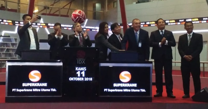 Listing, Saham PT Superkrane Mitra Utama (SKRN) Naik 50 Persen
