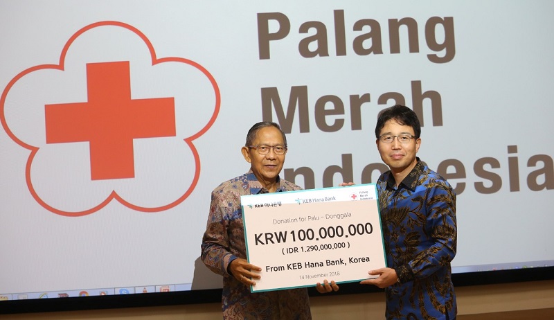 Pemulihan Palu-Donggala, Bank KEB Hana Donasikan 100 Juta Won Melalui PMI
