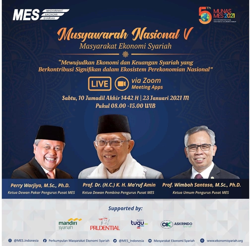 Munas ke-V Masyarakat Ekonomi Syariah (MES) Akan Dibuka Oleh Wakil Presiden Kyai Ma'ruf Amin