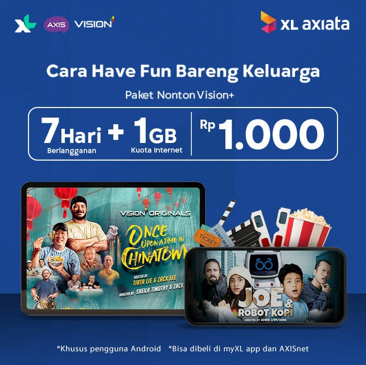 Perkuat Layanan Streaming Video, XL Axiata (EXCL) dan Vision+ Luncurkan Paket Bundling