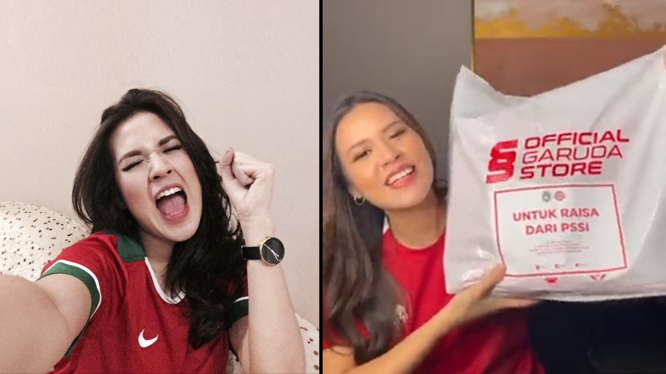 Lupakan Sejenak Kekecewaan, Lihat Betapa Girangnya Raisa Dapat Jersey Khusus Timnas