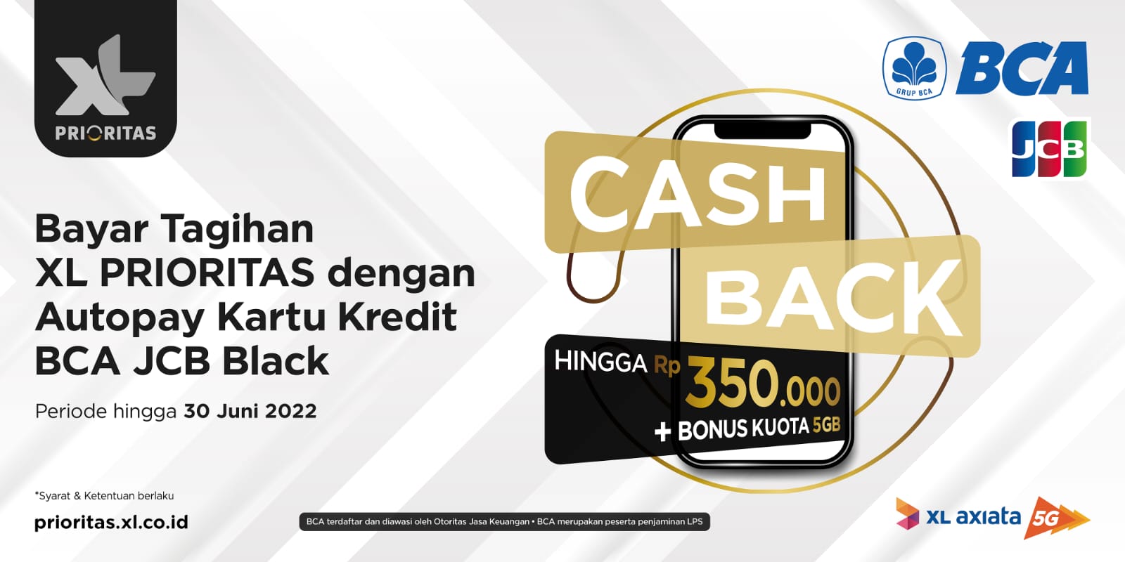 Bayar XL PRIORITAS Pakai Autopay Kartu Kredit BCA JCB Black Ada Bonus Kuota dan Cashback