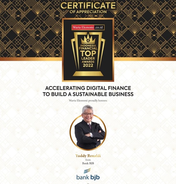Bos Bank BJB (BJBR) Sabet Penghargaan Indonesia Financial Top Leader Awards 2022