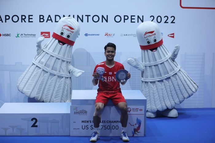Singapore Open 2022, Anthony Sinisuka Ginting juara. dok. PBSI.ID. Singapore Open 2022: Indonesia Juara Umum!