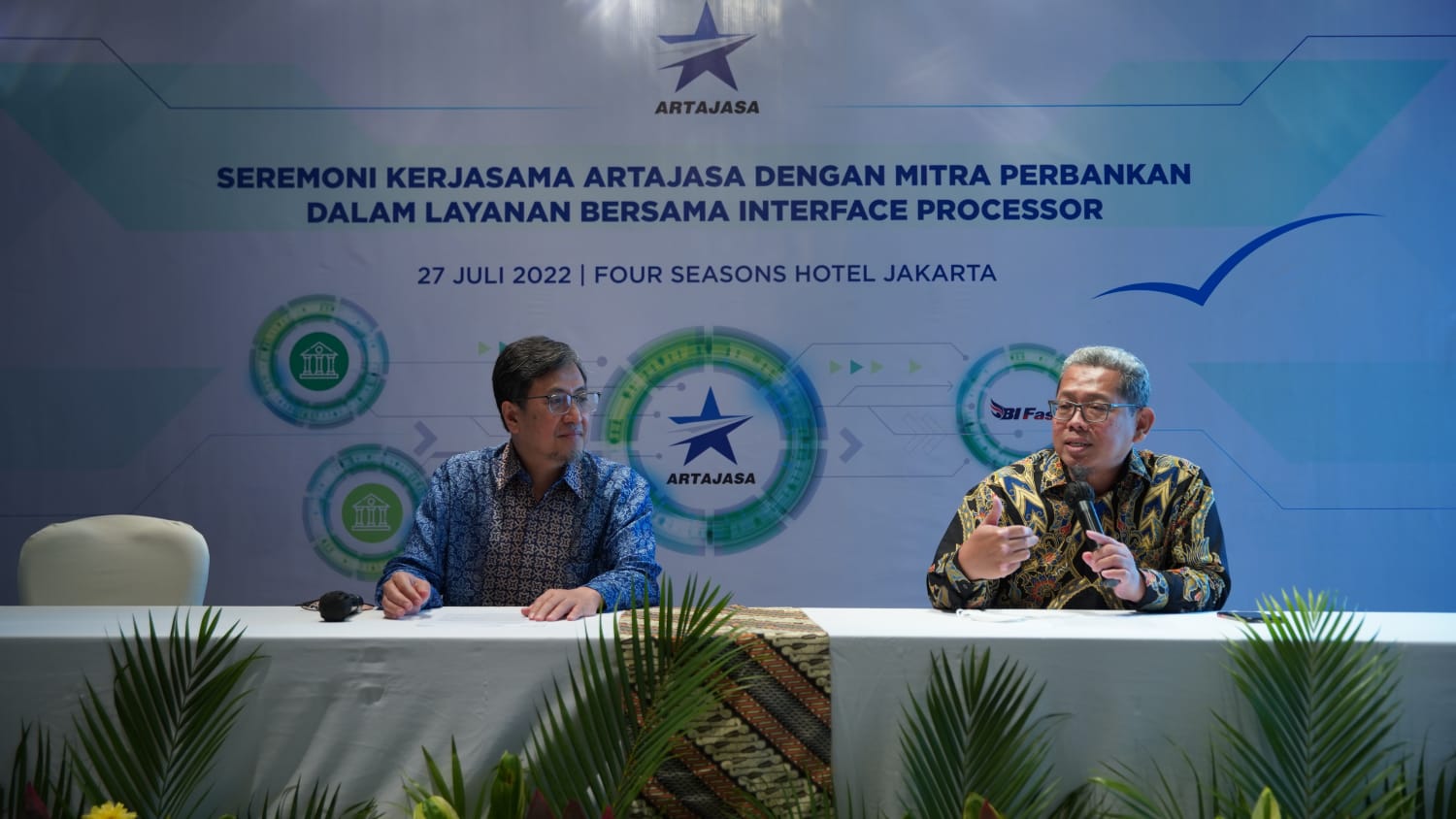 Seremoni Kerjasama Artajasa dengan Perbankan dan Industri Sistem Pembayaran dalam Layanan Bersama Interface Processor, di Hotel Four Seasons, Jakarta, Rabu (27/7/2022). Artajasa Dukung Perbankan dan Industri Sistem Pembayaran Untuk Terhubung dengan BI-Fast