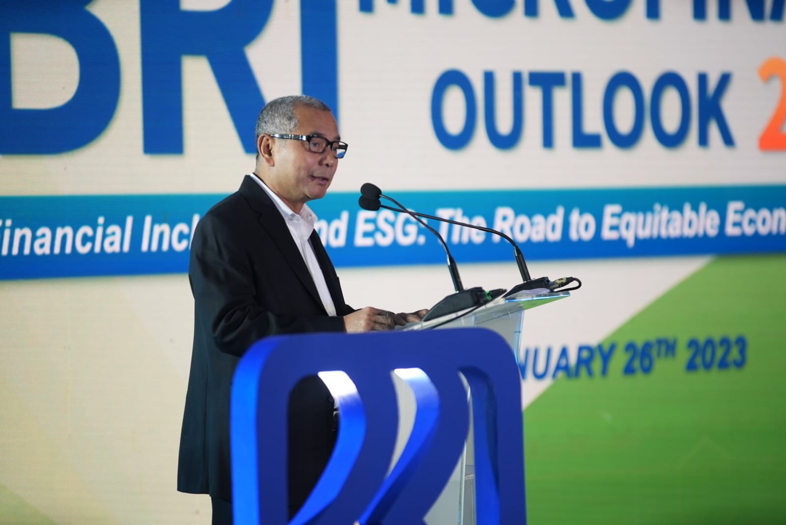 Direktur Utama BRI Sunarso dalam acara BRI Microfinance Outlook 2023 dengan tema Financial Inclusion and ESG: The Road to Equitable Economic Prosperity, mengungkapkan hal tersebut di Jakarta, Kamis (26/1/2023). dok. ist. . BRI Microfinance Outlook 2023: Peran Strategis BRI Akselerasi Inklusi Keuangan