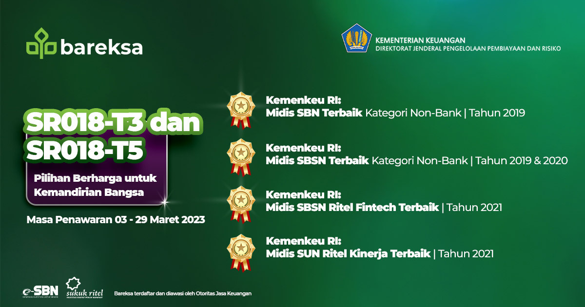 Hari Ini Masa Penawaran Sukuk Ritel SR018T3 DAN SR018T5 Dimulai
