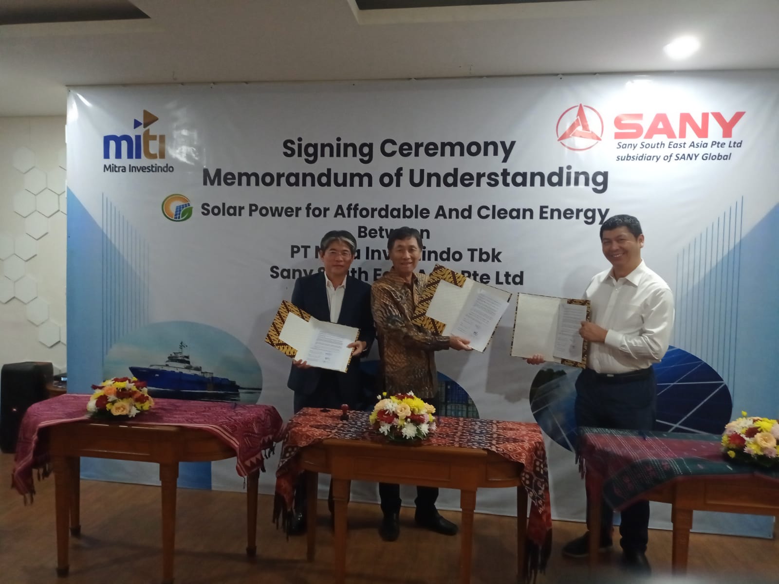 Mitra Investindo (MITI) Gandeng SANY dan EFL Garap PLTS
