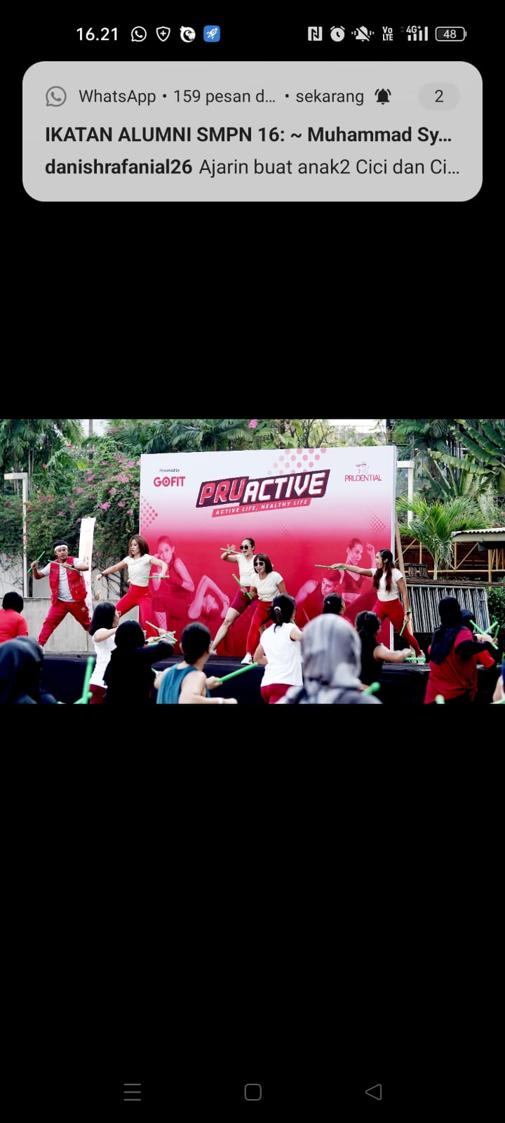 Prudential Indonesia secara konsisten mengisi akhir pekan keluarga Indonesia dengan PRUActive, kegiatan olahraga bersama dengan lebih dari 1,200 pendaftar. Pada 13 Agustus 2023, zumba dan yoga membuka acara ini, diikuti dengan pound fit dan yoga pada 20 Agustus 2023. Pada 3 September 2023, PRUActive kembali dengan aeroboxing dan yoga untuk mendorong gaya hidup sehat bagi nasabah dan publik. dok. ist. Gaungkan Gaya Hidup Sehat, Prudential Indonesia Selenggarakan PRUActive