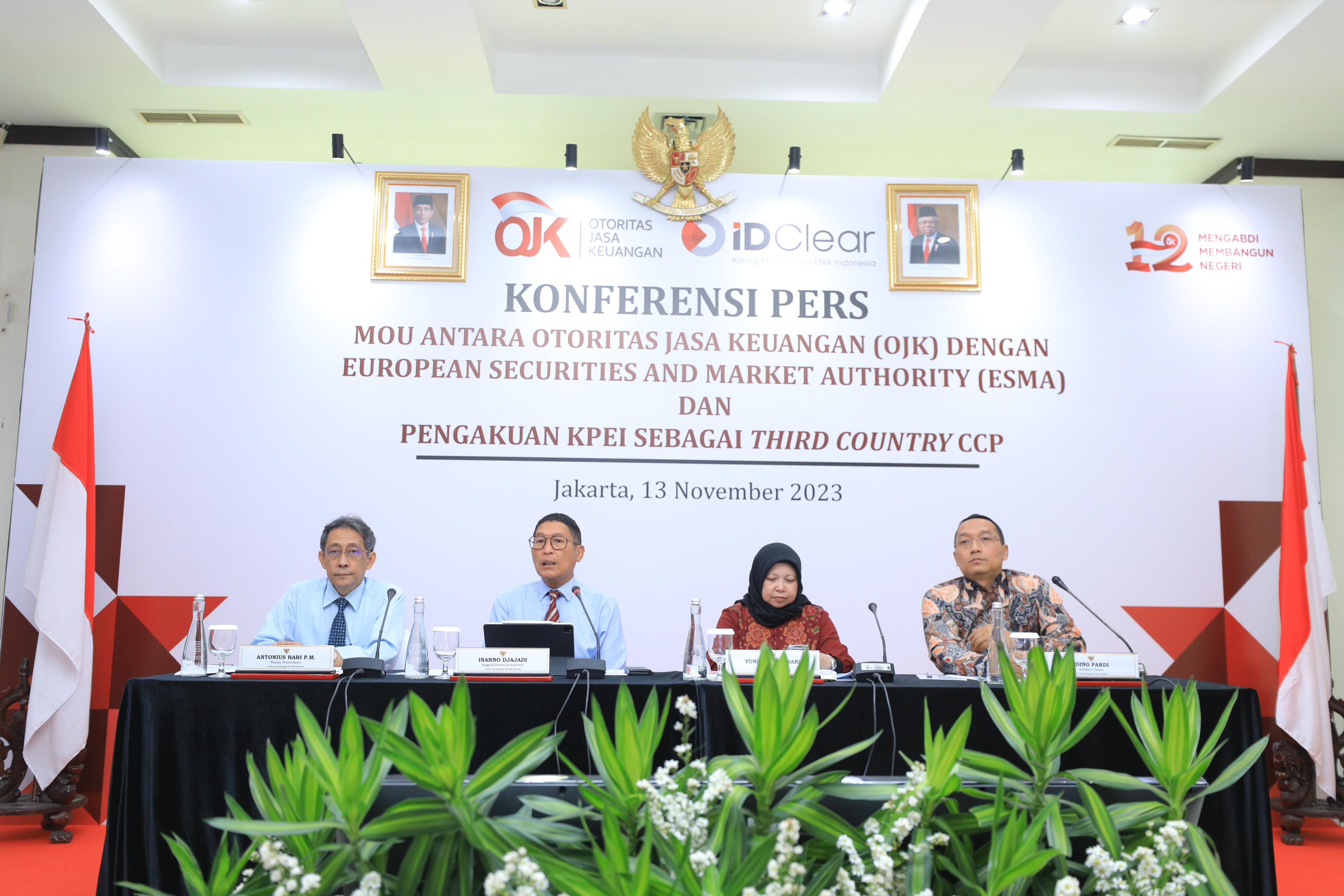 Nota Kesepahaman OJK dan ESMA Serta KPEI Sebagai Third-Country Central Counterpaty (CCP)