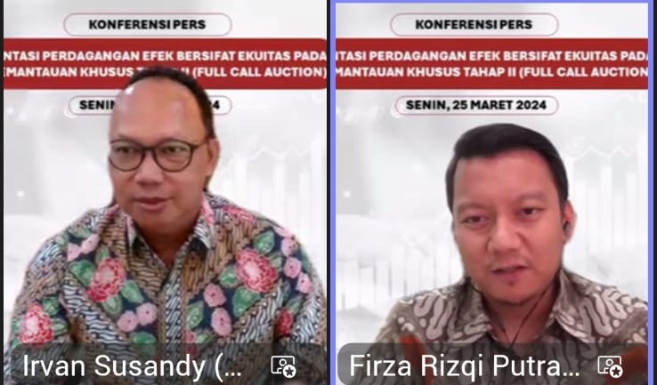 Direktur BEI Irvan Susandhy (Kiri) ketika Implementasikan Papan Pemantauan Khusus Tahap II kepada wartawan Senin (25/3) Hari Ini! BEI Implementasikan Papan Pemantauan Khusus Tahap II