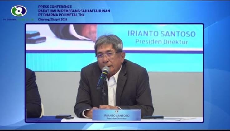Presiden Direktur Dharma Polimetal, Irianto Santoso, pada paparan publik usai RUPST Kamis (25/4). Dharma Polimetal (DRMA) Gelontorkan Dividen Rp171,2M