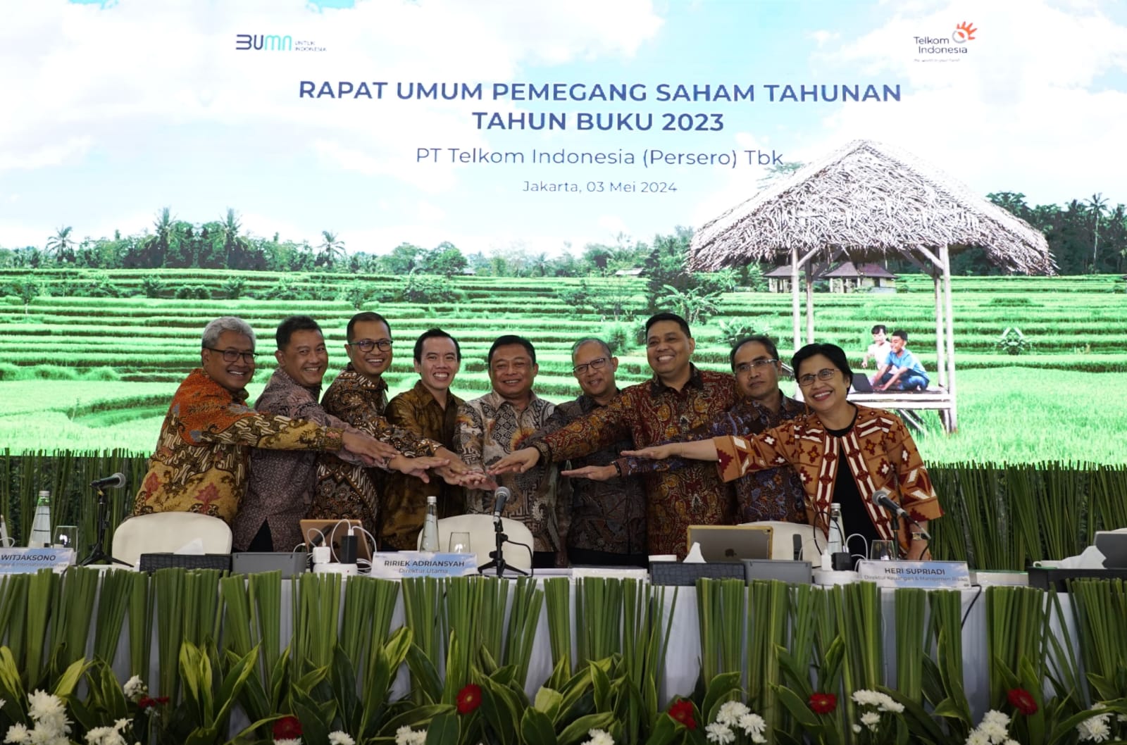 Rapat Umum Pemegang Saham Tahun Buku 2023 PT Telkom Indonesia (Persero) Tbk, di Jakarta pada Jumat (3/5/2024). dok. Telkom. Telkom (TLKM) Lanjutkan Langkah Transformasi Melalui Inisiatif 5BM