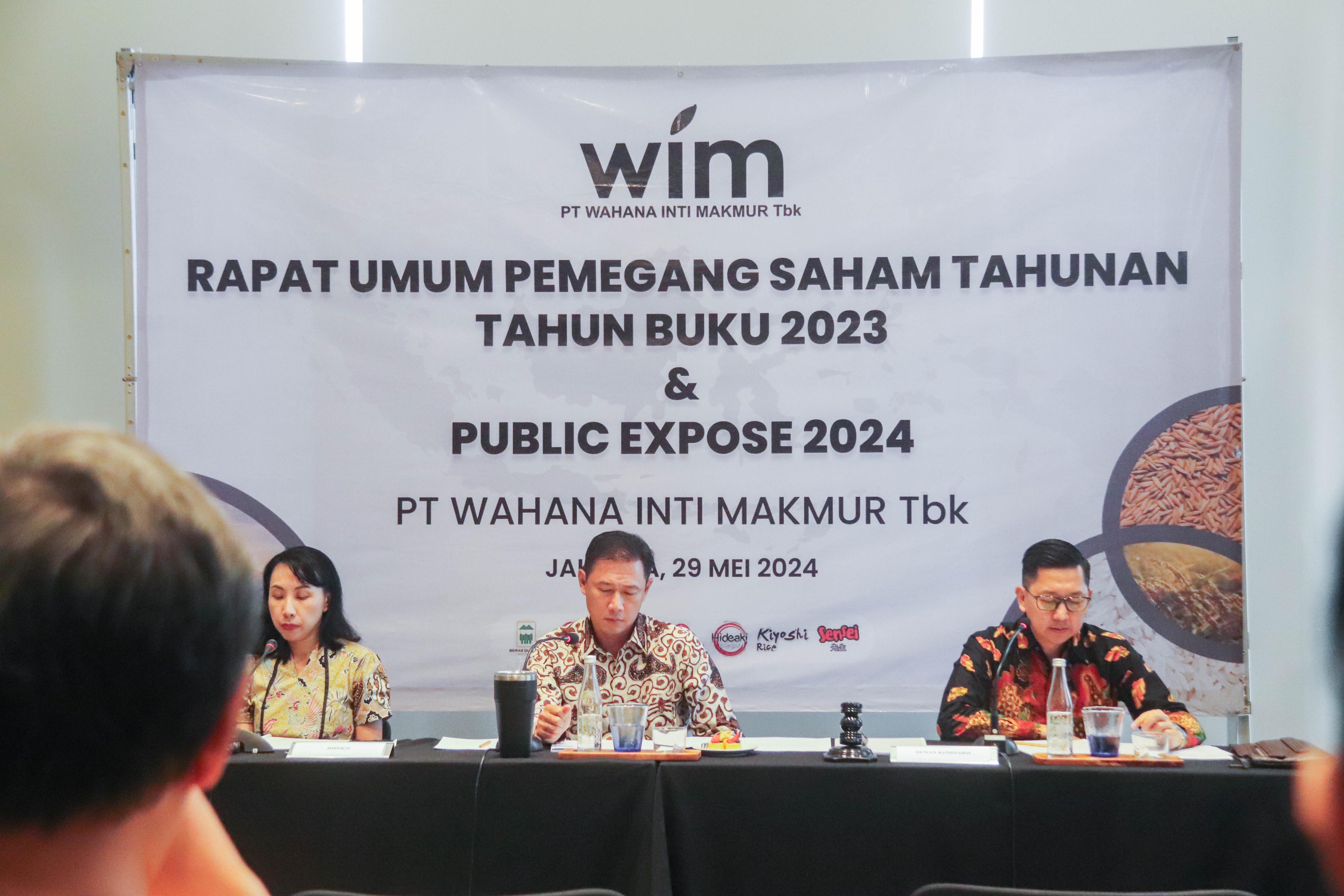 Jajaran manajemen emiten produsen dan distributor beras PT Wahana Inti Makmur Tbk (NASI) saat paparan kinerja dan strategi bisnis di 2024. Dok/Istimewa Pede Laba Bersih Melesat, Ini Strategi Wahana Inti Makmur di 2024