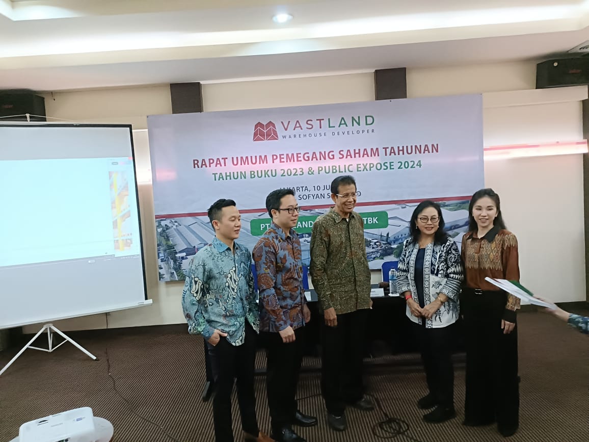 Rapat Umum Pemegang Saham Tahunan (RUPST) PT Vastland Indonesia Tbk (VAST), di Jakarta, Senin (10/6/2024), menargetkan pertumbuhan pendapatan 30%.dok.ist. Tahun 2024, VAST Targetkan Pendapatan Tumbuh Double Digit