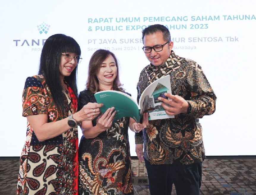 Manajemen Tanrise Property, PT Jaya Sukses Makmur Sentosa Tbk (RISE), usai paparan publik Senin (10/6). Emiten Properti Hermanto Tanoko (RISE) Siap Luncurkan 21 Proyek Baru