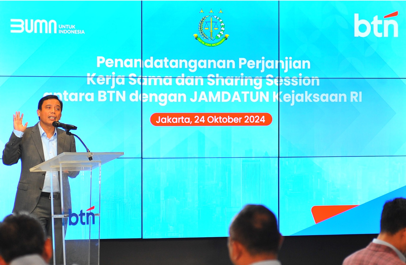 Direktur Utama BTN Nixon LP Napitupulu kala sharing session dengan Jamdatun RI. FOTO - ISTIMEWA Lindungi Data Pribadi Nasabah, Telisik Ini Komitmen BTN