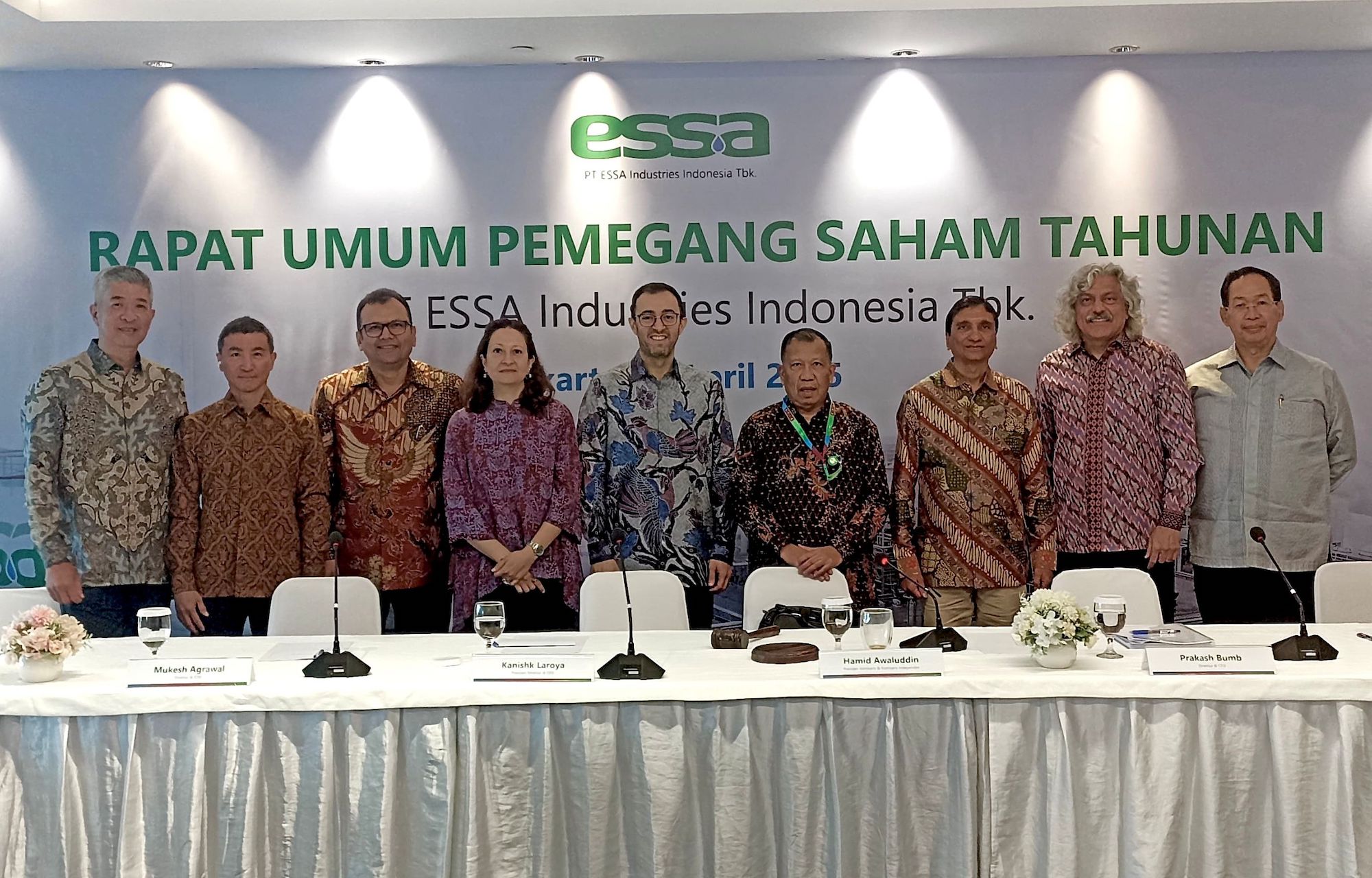 Pengurus ESSA Industries usai pelaksanaan RUPS Tahunan perseroan. FOTO - ISTIMEWA Naik Dua Kali Lipat, ESSA Tabur Dividen Rp172,26 Miliar