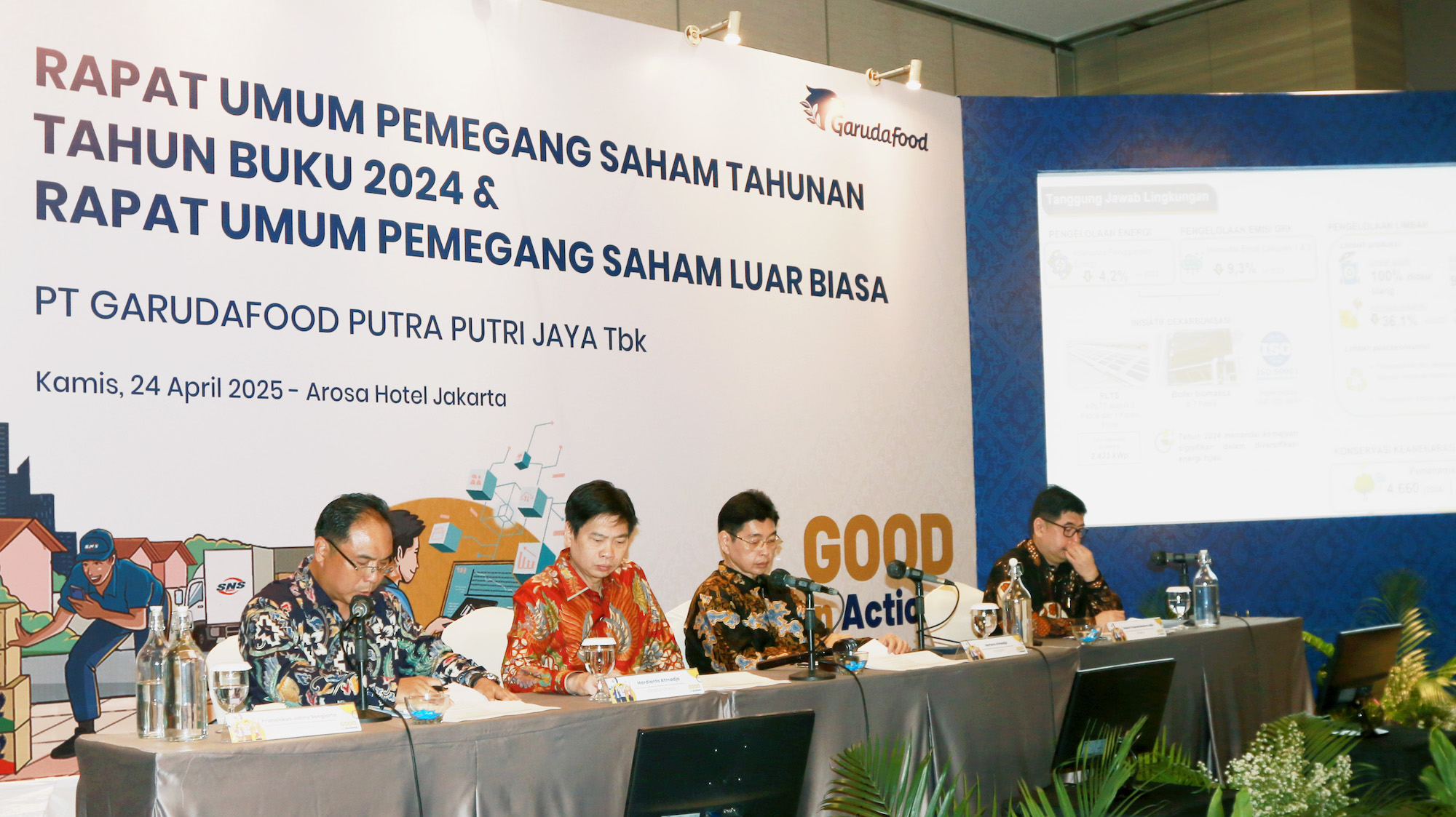 Pengurus Garudafood kala melakoni rapat umum pemegang saham tahunan perseroan. FOTO - ISTIMEWA Telisik, Berikut Jadwal Dividen GOOD Rp350,33 Miliar