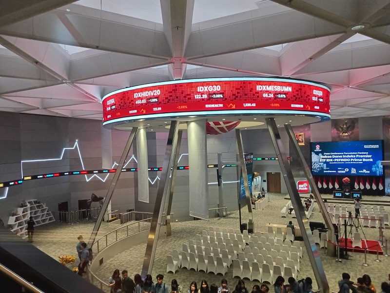 Lantai perdagangan saham di BEI. IHSG Naik 0,35 Persen di Sesi I, ISAT, ACES, TOWR Top Gainers LQ45