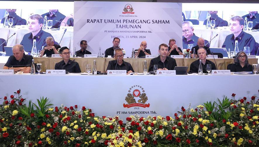 Manajemen HMSP ketika menggelar RUPS. Kompak! Penjualan & Laba HM Sampoerna (HMSP)Tergerus di Kuartal I