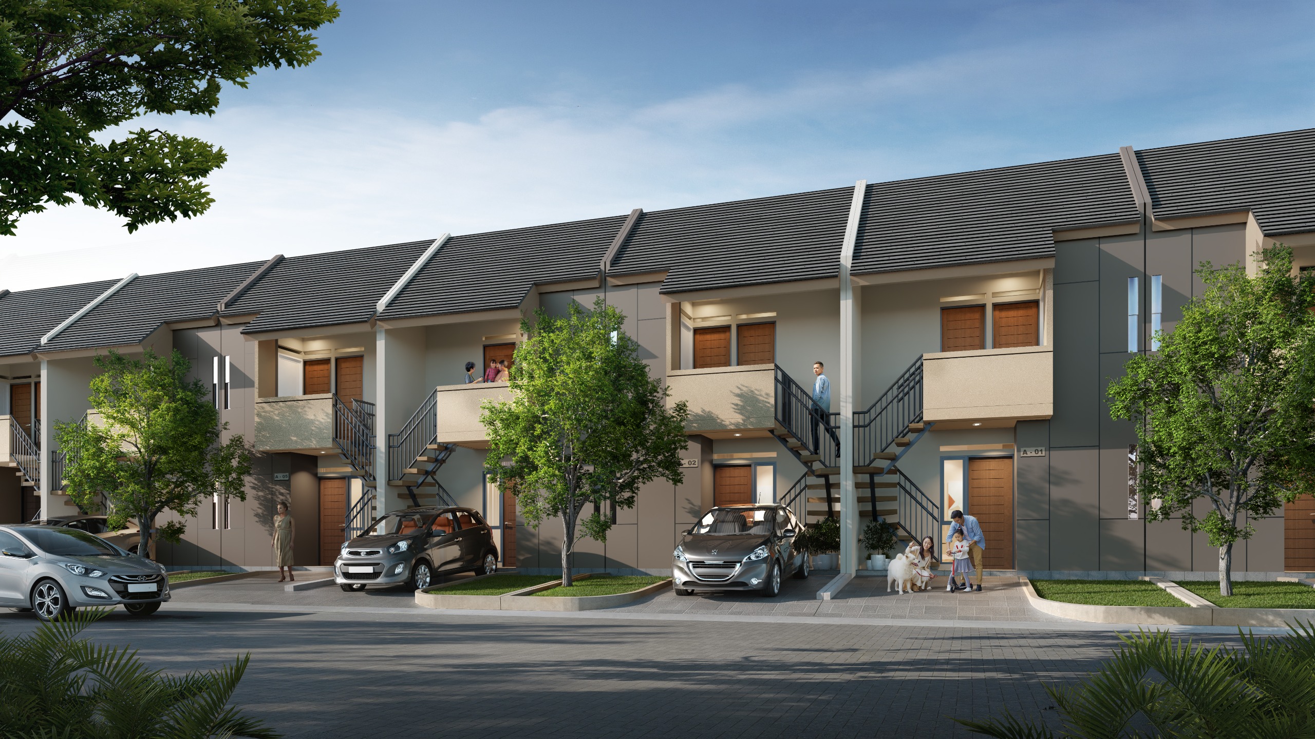 President Director PT Graha Buana Cikarang, Ivonne Anggraini mengungkapkan New Palm Town house menawarkan tipe 40/45. Hunian 2 lantai ini memiliki 3 kamar tidur dengan dua kamar mandi dan sudah dilengkapi dengan carport. Dok. Ist. Anak Usaha Jababeka (KIJA) Ajak Bisnis Kosan di New Palm Town House