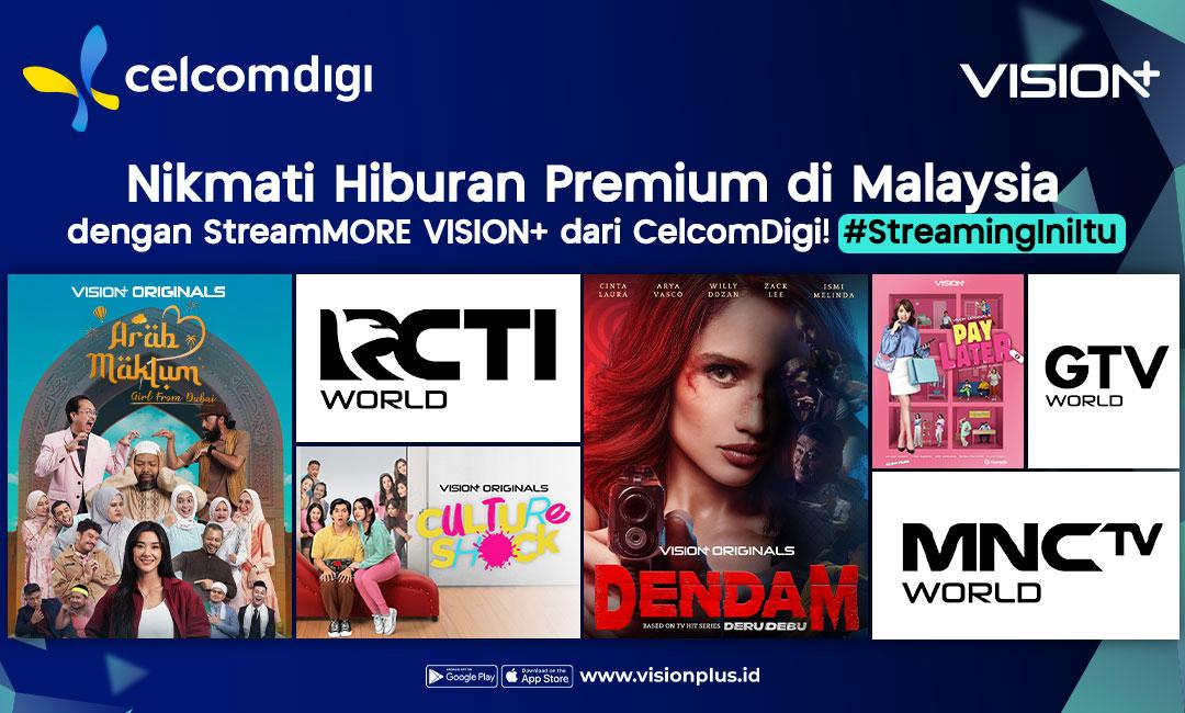 Pelanggan di Malaysia kini dapat menikmati berbagai konten populer Indonesia. Mulai dari VISION+ Originals, short series/micro-drama, sinetron Indonesia, konten anak, channel TV premium dengan fitur catch-up, konser musik, 1ocumenter, dan program unggulan milik MNC Media & Entertainment lainnya. Dok. Ist. VISION+ Gandeng CelcomDigi Hadirkan Layanan Streaming di Malaysia