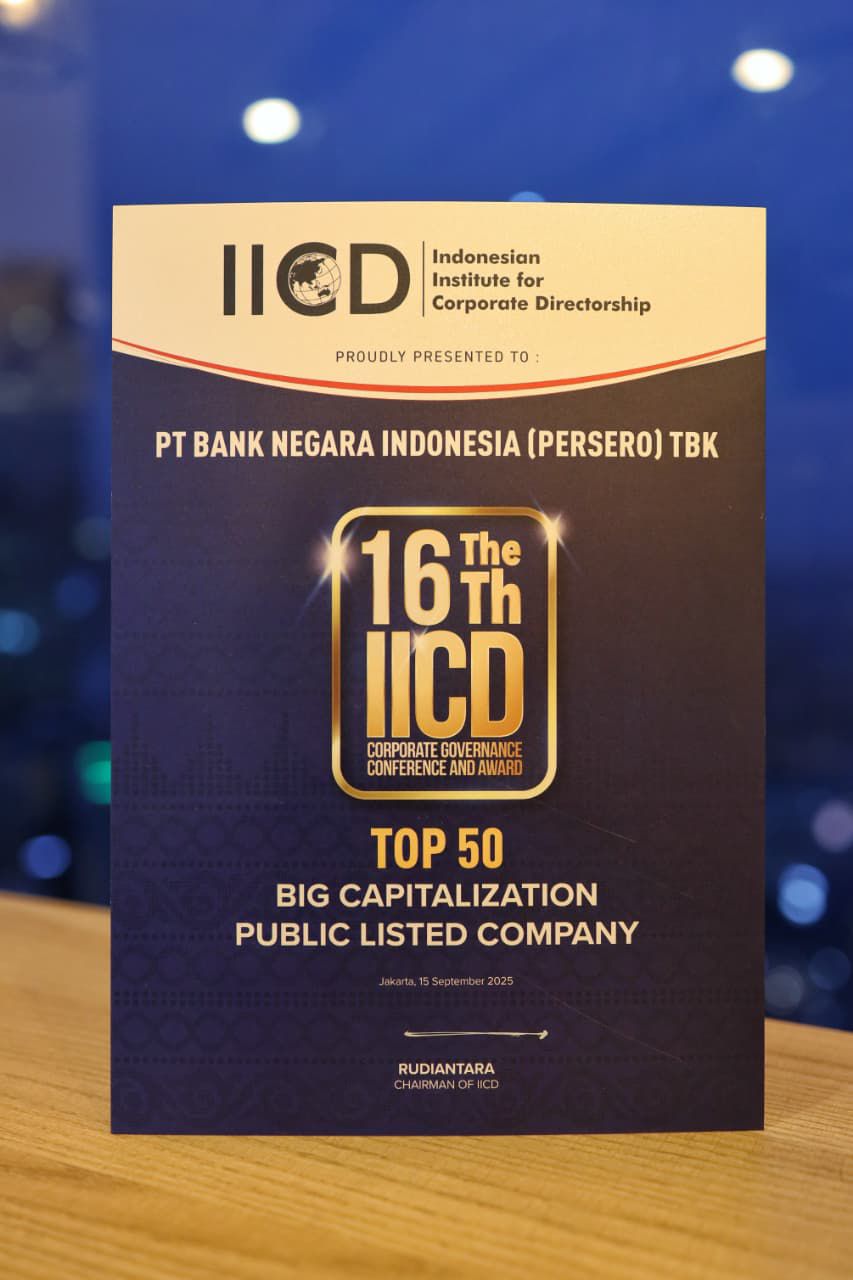 BNI Raih Predikat Tertinggi GCG di IICD CG Award 2025