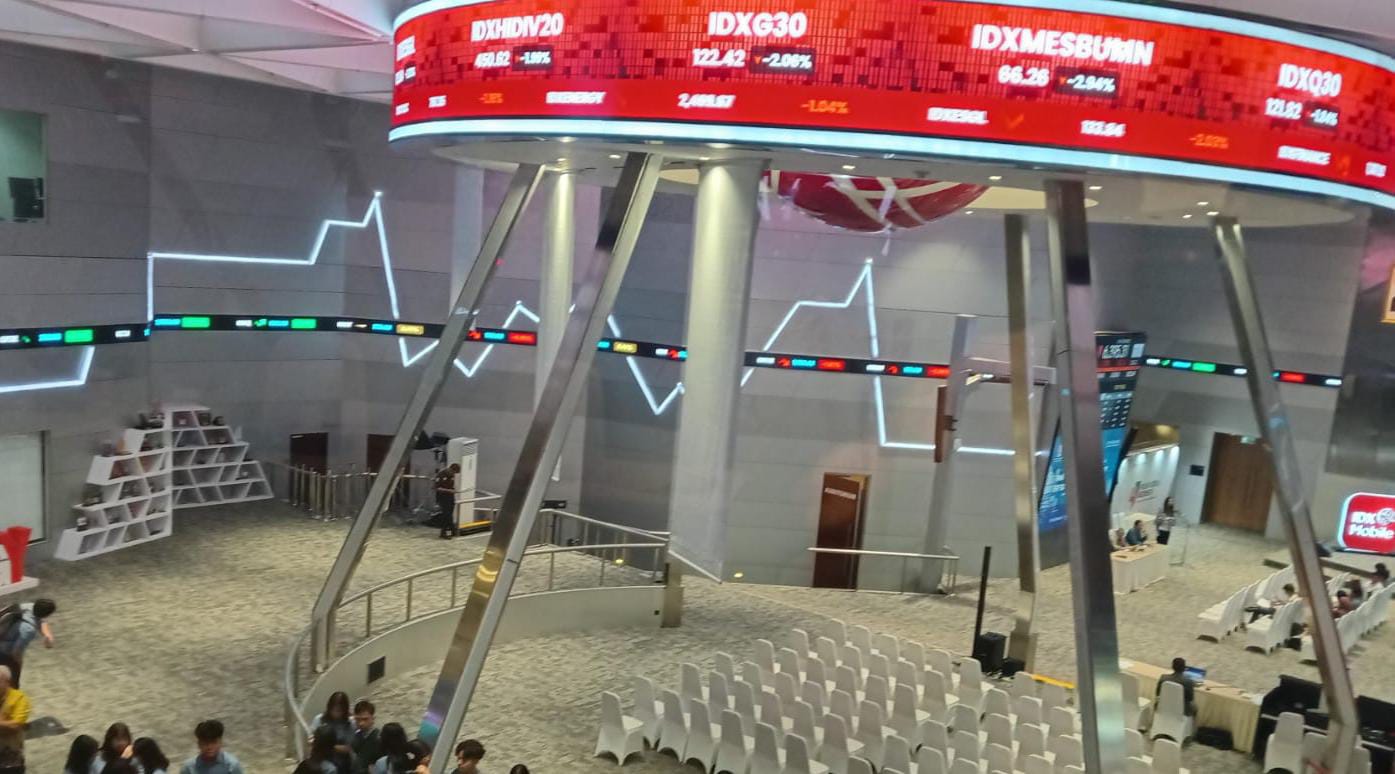 Lantai perdagangan saham di BEI IHSG Akhir Pekan Menguat 0,58%, Sektor Teknologi Jadi Penopang