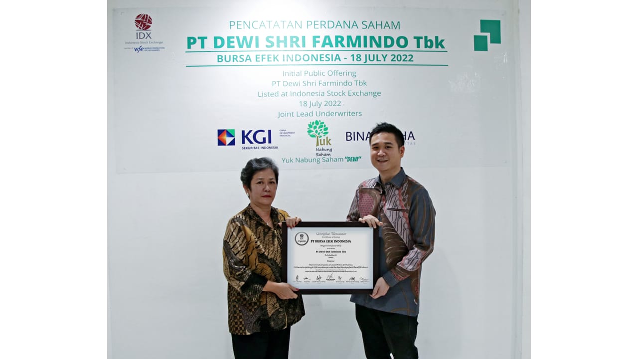 Listing Perdana Dewi Shri Farmindo (DEWI) Langsung Disambut Aksi Beli Investor
