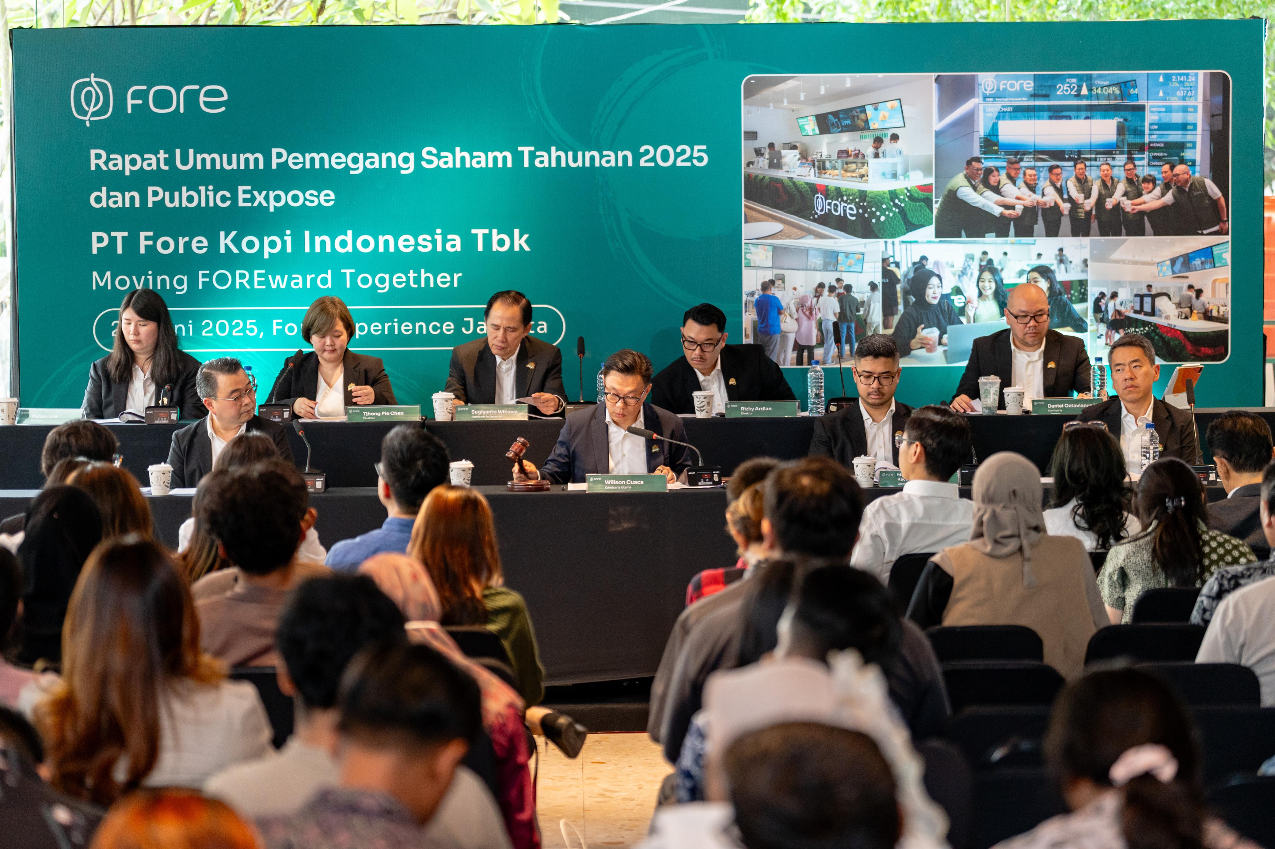 Rapat Umum Pemegang Saham Tahunan (RUPST) PT Fore Kopi Indonesia Tbk (FORE), di Fore Experience, Panglima Polim IX No. 53, Melawai, Kebayoran Baru, Jakarta Selatan, Kamis (26/6/2025). Dok. Ist. FORE Optimistis Kinerja 2025 Dapat Melanjutkan Trend Pertumbuhan
