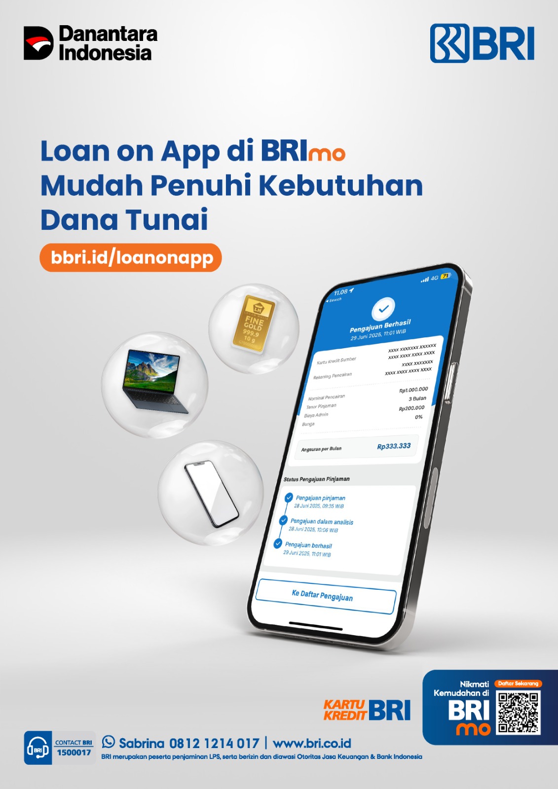 BRI merilis fitur Loan On App (LOA) Kartu Kredit BRI di super app BRImo. dok. BRI. Berikan Kemudahan, BRI (BBRI) Hadirkan Lagi Inovasi Layanan Digital