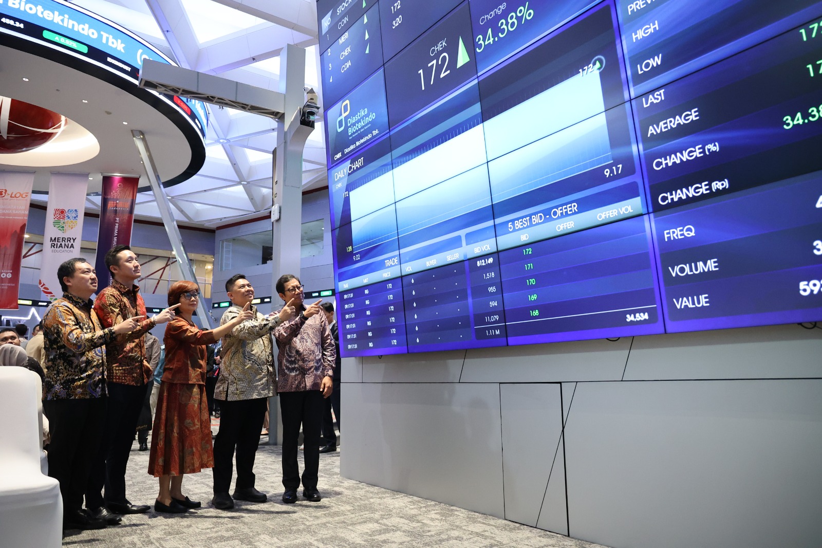 pencatatan perdana saham PT Diastika Biotekindo Tbk (CHEK) di Bursa Efek Indonesia pada Kamis 10 Juli 2025. DOK/ISTIMEWA Saham CHEK Kembali Menguat, Naik 15,12% di Hari Kedua Perdagangan