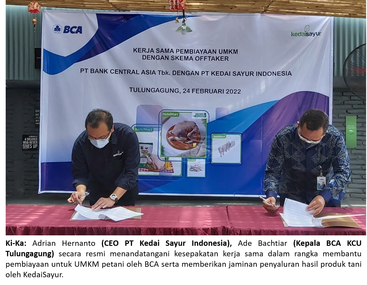 Kembangkan Digitalisasi Pertanian di Indonesia, KedaySayur Gandeng Bank BCA (BBCA)