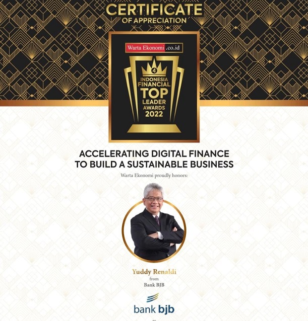 Bos  Bank BJB (BJBR) Sabet Penghargaan Indonesia Financial Top Leader Awards 2022