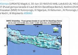 BMKG Laporkan, Jumat Malam Gempa Magnitudo 6,4 Guncang Yogyakarta